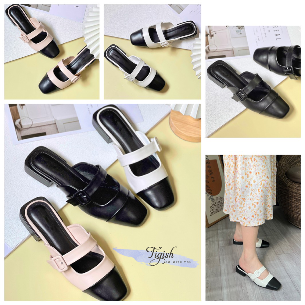 Sục 1p gót vuông mũi vuông phối đầu mũi có khóa - MS: C1-75001