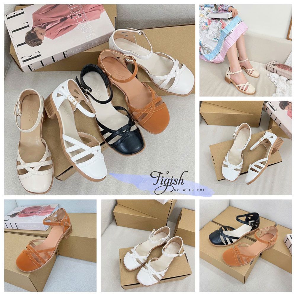 Sandal rọ 3p mũi tròn 3 quai đan chéo - MS: S3-01007