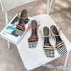 Sandal 8p gót trụ mũi vuông 2 quai ngang mảnh bọc vải - MS: S8-23014