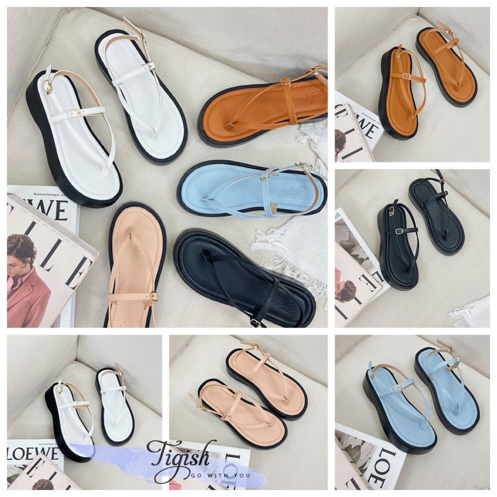 Sandal 3p mũi tròn kẹp ngón phối quai ngang mảnh - MS: S3-25002