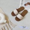 Dép xẹp mũi bầu bảng ngang vải viền màu - DX-06017