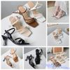 Sandal 7p gót vuông nhỏ mũi vuông 3 quai chéo lệch - MS: S7-23028