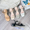 Sandal 5p gót vuông mũi vuông đính nơ - MS: S5-22015