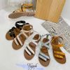 Sandal xẹp mũi tròn 2 quai chéo hậu vòng - MS: SX-25062