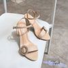 Sandal 9p gót trụ sơn mũi tròn bảng ngang phối khóa tròn - MS: S9-23014