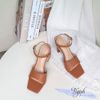 Sandal 8p gót trụ mũi vuông quai ngang khuyết giữa - MS: S8-23013