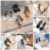 Sandal 5p gót trụ mũi vuông bản ngang talong đen - MS:S5-23031