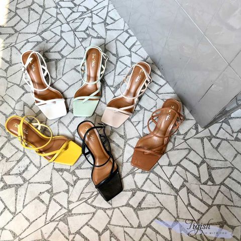  Giày nữ sandal 7p gót vuông nhỏ sơn mũi vuông kẹp ngón bảng ngang nhỏ- MS: S7-26012 