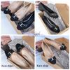 Cao gót 4p gót xéo nơ chữ nhật đen phối màu- MS: C4-26023
