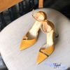 Giày cao gót nữ 5p gót sơn nhỏ mũi nhọn phối đồng hậu bít - MS: C5-10004