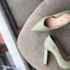 Giày Cao gót nữ 11p gót vuông sơn may giữa mũi - MS: C11-51002