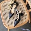 Giày Cao gót 6p gót tròn phối viền đồng hậu thun - MS: C6-10003