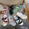 Giày Sandal nữ  deta quai dù xé dán ngang chéo không may viền đế trắng - MS: SX-53006