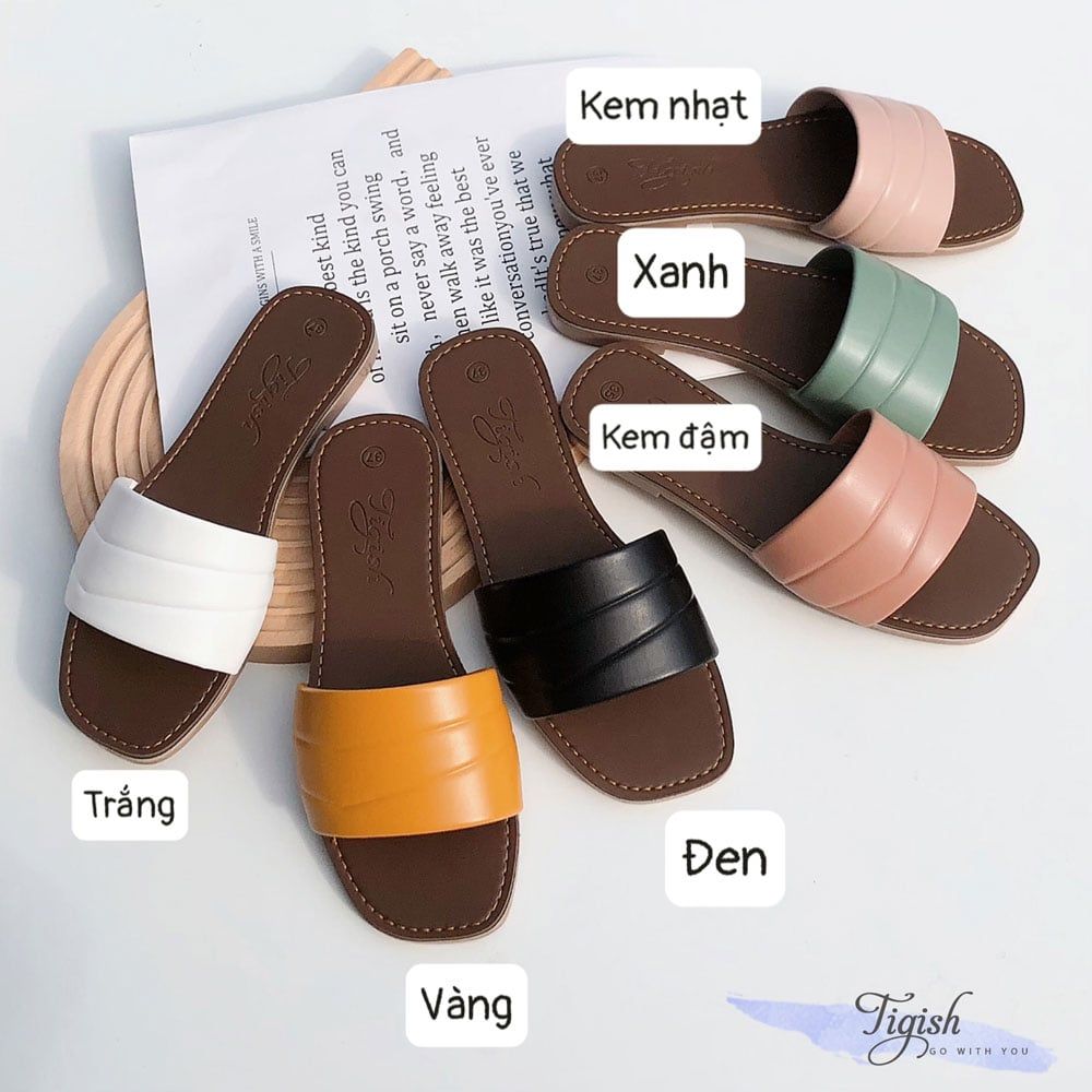 Dép mũi vuông bảng ngang lớn dập ly - MS: DX-63005
