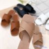 Dép mũi vuông hai quai chéo talong may chỉ- MS: DX-25030