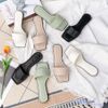 Dép mũi vuông bảng ngang chần chỉ caro - MS: DX-26006