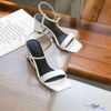 Sandal 5p gót trụ mũi vuông bản ngang talong đen - MS:S5-23031