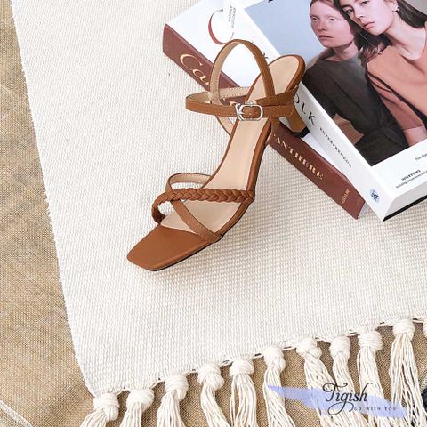  Sandal 7p gót vuông nhỏ sơn quai chéo nhỏ 1 quai thắt bính- MS: S7-22003 