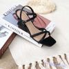 Sandal 7p gót vuông nhỏ sơn quai chéo nhỏ 1 quai thắt bính- MS: S7-22003