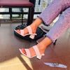 Guốc 5p gót thoi mũi vuông chần chỉ 2 quai ngang may chỉ - MS: G5-26019