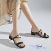 Guốc 5p gót vuông mũi vuông bảng ngang phối 2 quai mảnh gút lệch - MS: G5-23012
