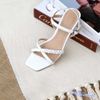 Sandal 7p gót vuông nhỏ sơn quai chéo nhỏ 1 quai thắt bính- MS: S7-22003