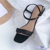 Sandal 2P gót vuông phối viền đồng mũi vuông bản ngang nhỏ dúm- MS: S2-22001