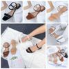 Sandal 2P gót vuông phối viền đồng mũi vuông bản ngang nhỏ dúm- MS: S2-22001