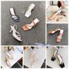 Sandal nữ 7p gót vuông nhỏ sơn mũi vuông quai ngang chéo hậu thun- MS: S7-26016