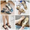 Sandal 5p gót xéo mũi vuông 4 quai mảnh đan chéo - MS: S5-22013