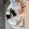 Sandal 12p gót vuông khuyết quai ngang khuyết giữa si bóng - MS: S12-71002