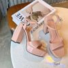 Sandal 12p gót vuông khuyết quai ngang khuyết giữa si bóng - MS: S12-71002
