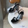 Sandal 12p gót vuông khuyết quai ngang khuyết giữa si bóng - MS: S12-71002