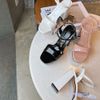 Sandal 12p gót vuông khuyết quai ngang khuyết giữa si bóng - MS: S12-71002