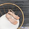 Giày Sandal nữ 2p gót vuông viền vàng bảng ngang nhỏ đính đá - MS: S2-06001