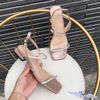 Giày Sandal nữ 2p gót vuông viền vàng bảng ngang nhỏ đính đá - MS: S2-06001