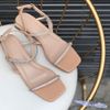 Giày Sandal nữ 2p gót vuông viền vàng bảng ngang nhỏ đính đá - MS: S2-06001