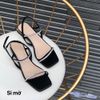 Giày Sandal nữ 2p gót vuông viền vàng bảng ngang nhỏ đính đá - MS: S2-06001