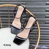 Giày Sandal nữ 2p gót vuông viền vàng bảng ngang nhỏ đính đá - MS: S2-06001