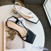 Sandal 3p gót vuông nhỏ mũi vuông kẹp ngón - MS: S3-22002