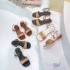 Sandal 3p gót vuông mũi tròn quai ngang khuyết -MS: S3-26005