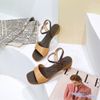 Sandal 3p gót vuông mũi tròn quai ngang khuyết -MS: S3-26005