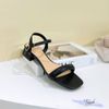 Sandal 3P gót vuông mũi vuông nhỏ quai ngang phồng - MS: S3-22001