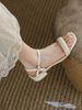 Sandal 3P gót vuông mũi vuông nhỏ quai ngang phồng - MS: S3-22001