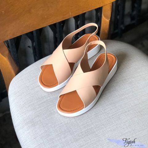  Giày Sandal nữ 4p bánh mì 2 quai chéo lớn - MS: S4-25002 