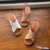 Giày Sandal nữ 4p bánh mì 2 quai chéo lớn - MS: S4-25002