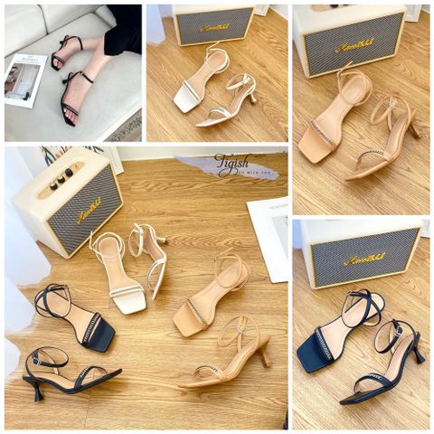  Sandal 5P gót nhin mũi vuông quai ngang dây xích - MS: S5-26020 