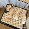 Sandal 5P gót nhin mũi vuông quai ngang dây xích - MS: S5-26020