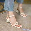 Giày Sandal 5p gót vuông mũi vuông chữ U ngang - MS: S5-23029