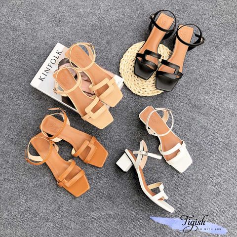  Giày Sandal 5p gót vuông mũi vuông chữ U ngang - MS: S5-23029 